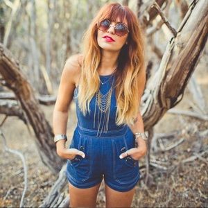 Cotton Candy LA Blue Jean Romper